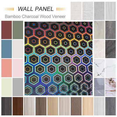 Modern Waterproof Bamboo Charcoal Wood Veneer Co-extruded Wallboard PVC Classic Decorative Wallcovering for Bedroom Hotel Gym