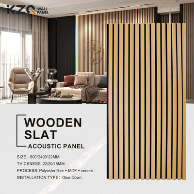 Hot Selling Wooden Slat Acoustic Panel MDF+Polyester Fiber Sound Proofing Panels