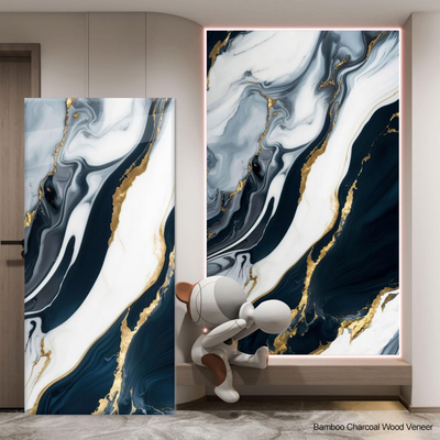 Painéis de folheado de madeira mármore dourado à vista à prova d'água, resistentes ao desgaste, ecologicamente corretos, para interiores, sala de estar, painéis decorativos de parede