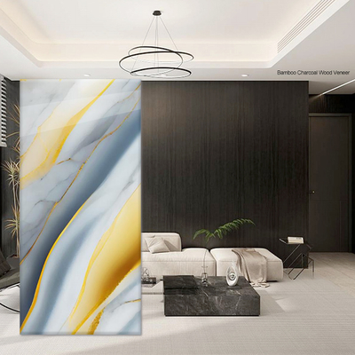 Venda Quente Painel de Veneer de Madeira de Mármore Alto Brilho Revestimento Decorativo Dourado Eterno Ambiental Para Sala de Estar Interior Parede de fundo