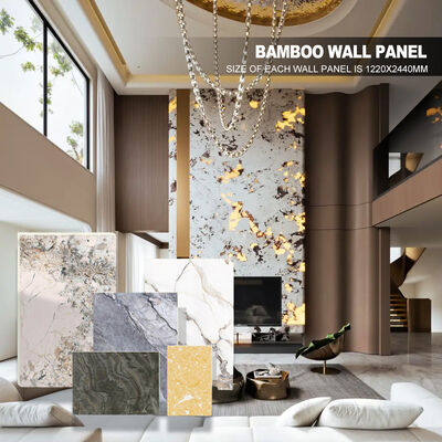 Venda a quente Bamboo Carvão de madeira Veneer PVC Painel de parede de mármore WPC revestimento de parede para decoração de parede interior