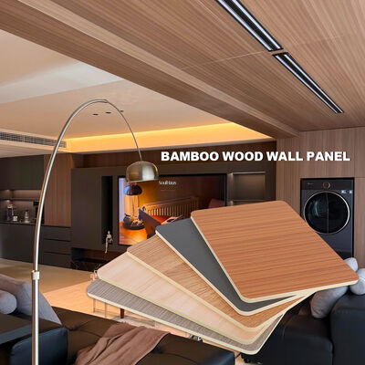 Painéis decorativos interiores de madeira de carvão de bambu PVC Background Wall Board PVC Painéis de parede para hotéis e escritórios Tectos suspensos