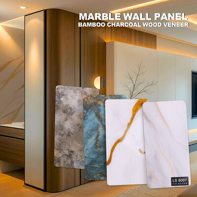 Novo Pvc Bambú Carvão de Madeira Veneer Luxo Painel de Parede de Mármore Alta Qualidade e Decoração Interior Personalizada