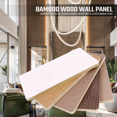 Painel de parede de grãos de madeira de PVC 5 mm Painel de parede decorativo interior flexível Painel de parede de fibra de bambu