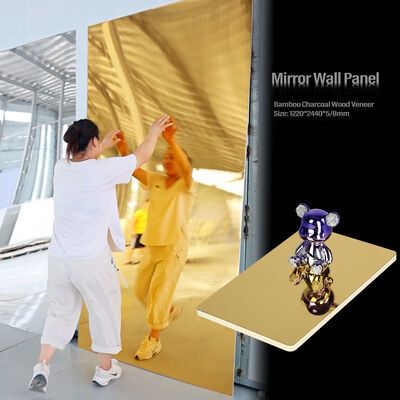 Painel de Espelho PET Carvão de Bambu Madeira Espelho Madeira Laminada Fibra de Bambu Painel de Parede