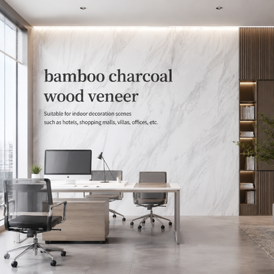 painel de parede de mármore pvc Bambus Carvão de madeira Veneer Interior Decorativo para escritório