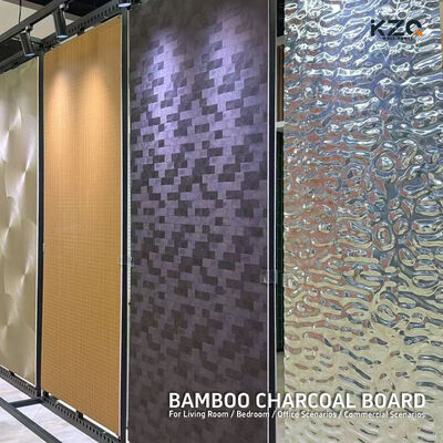 Painel de parede de ondulação de água decorativa de interior de carvão de bambu para design de interiores de hotéis Villa