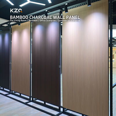 painel de parede de luxo em bambu carvão madeira folheada para projetos de interiores de corredores de hotel