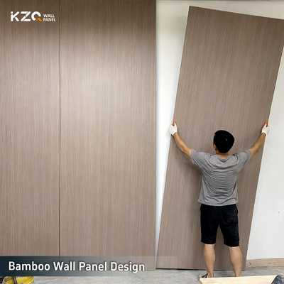Painel de Parede de PVC com Grão de Madeira à Prova de Fogo em Estoque Painel de Parede de Bambu Design para Projetos de Reforma de Hotéis